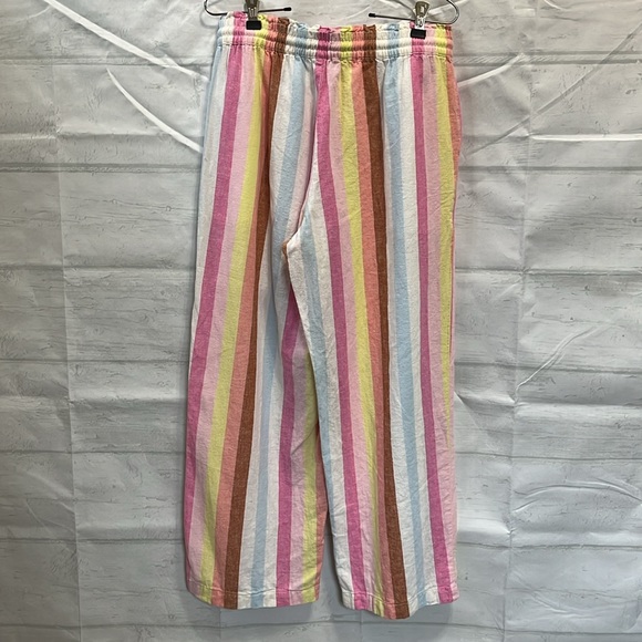 J. Crew Linen Blend Striped Paper Bag Drawstring Pants Pastel Pink Size S - Picture 10 of 15
